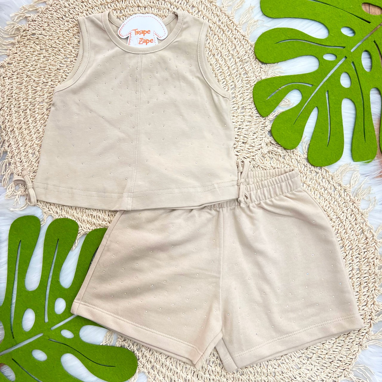 Conj. Regata e Short com Strass - Areia
